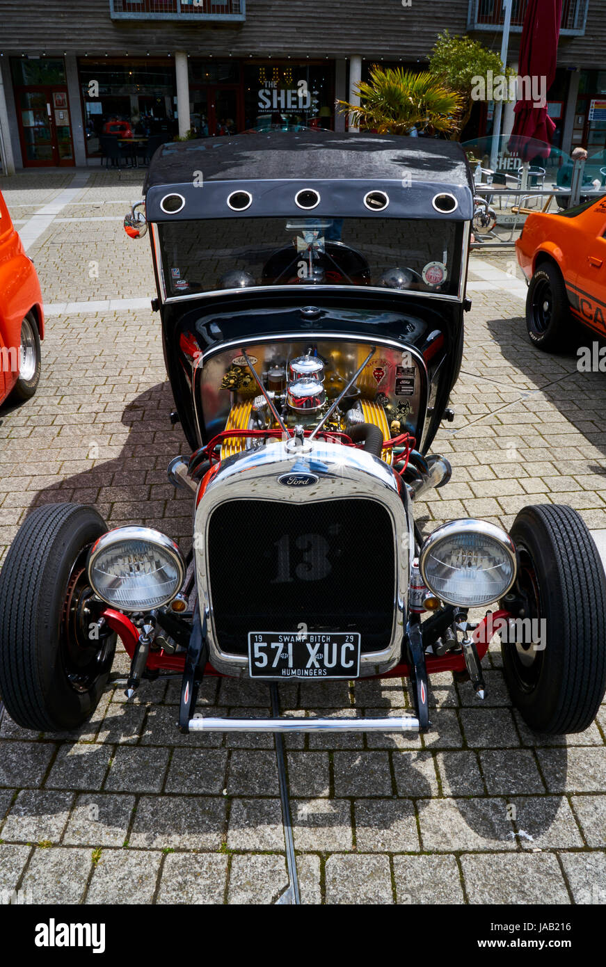 'Hot Rod' type of customised car with bright paint work and special details Stock Photo Alamy