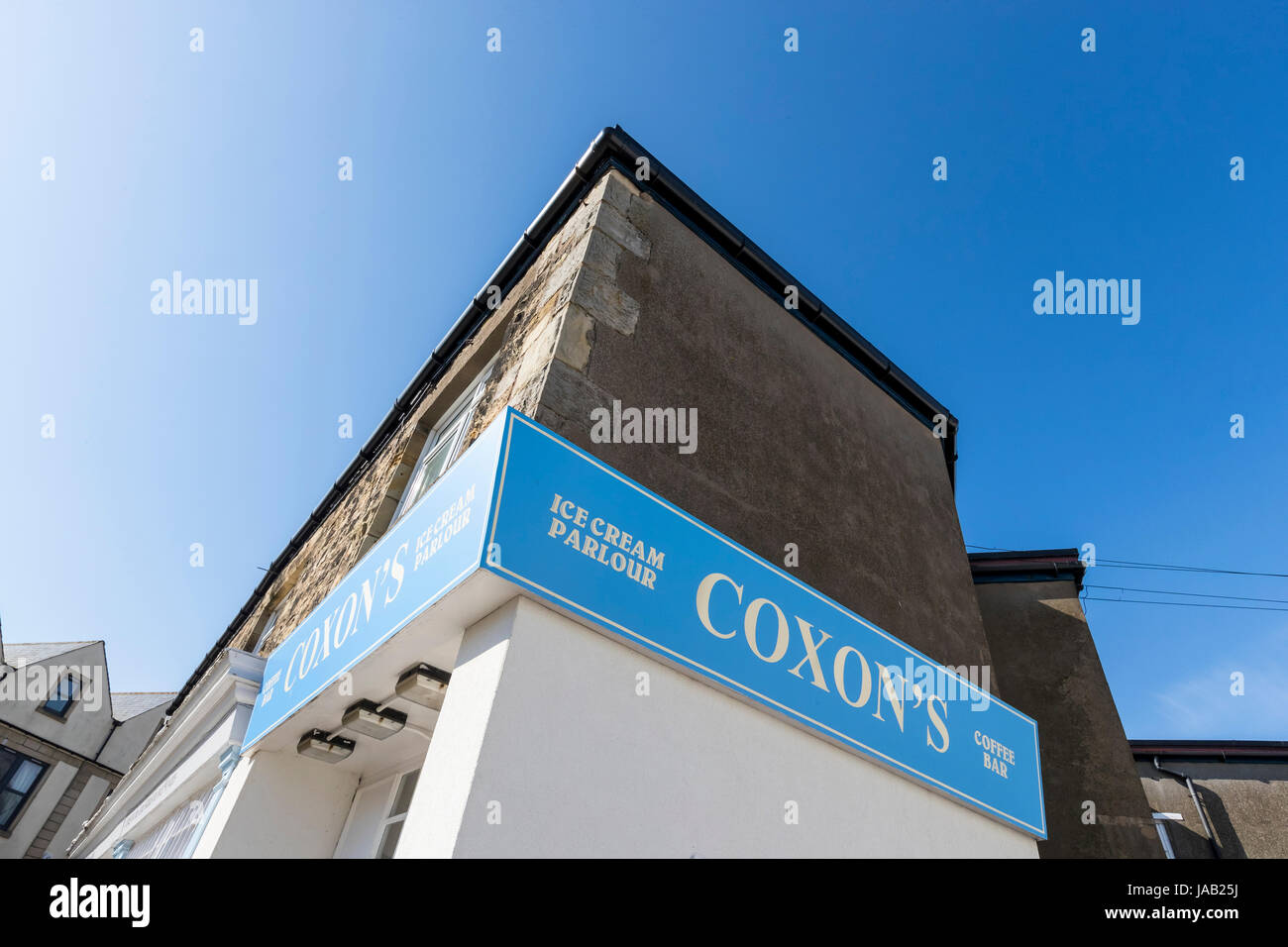 Mrs Coxon's Ice Cream Parlour. Seahouses, Northumberland, UK. Stock Photo