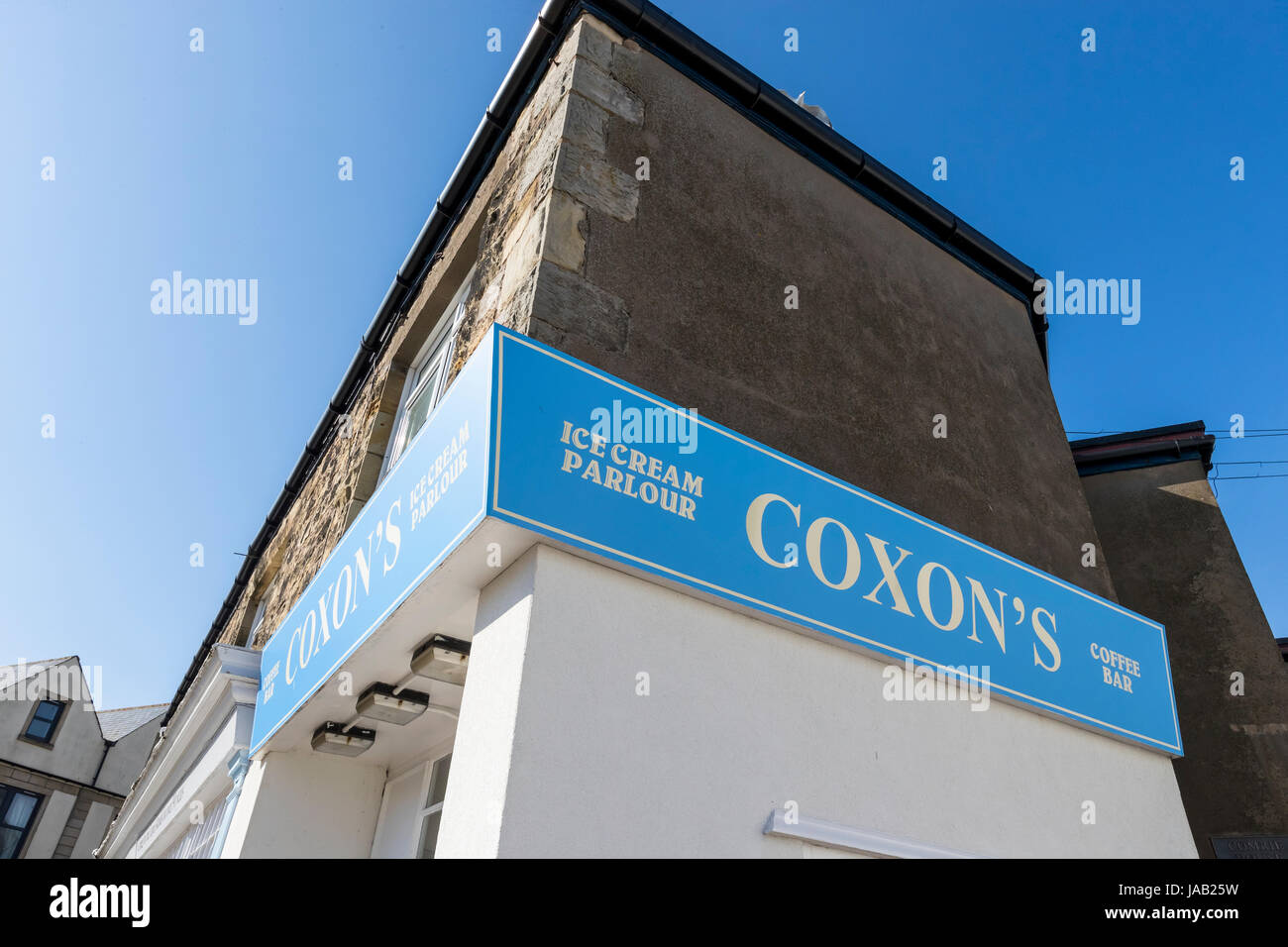 Mrs Coxon's Ice Cream Parlour. Seahouses, Northumberland, UK. Stock Photo