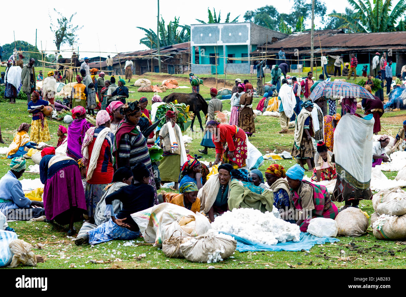 Dorze village market scene, near Arba Minch, Ethiopia Stock Photo
