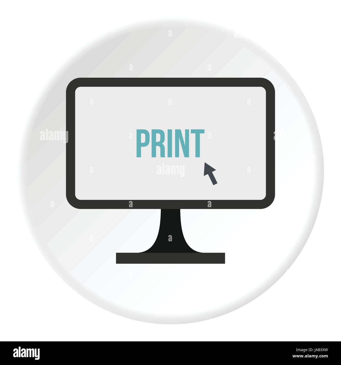 Print button on monitor icon. Flat illustration of print button on ...