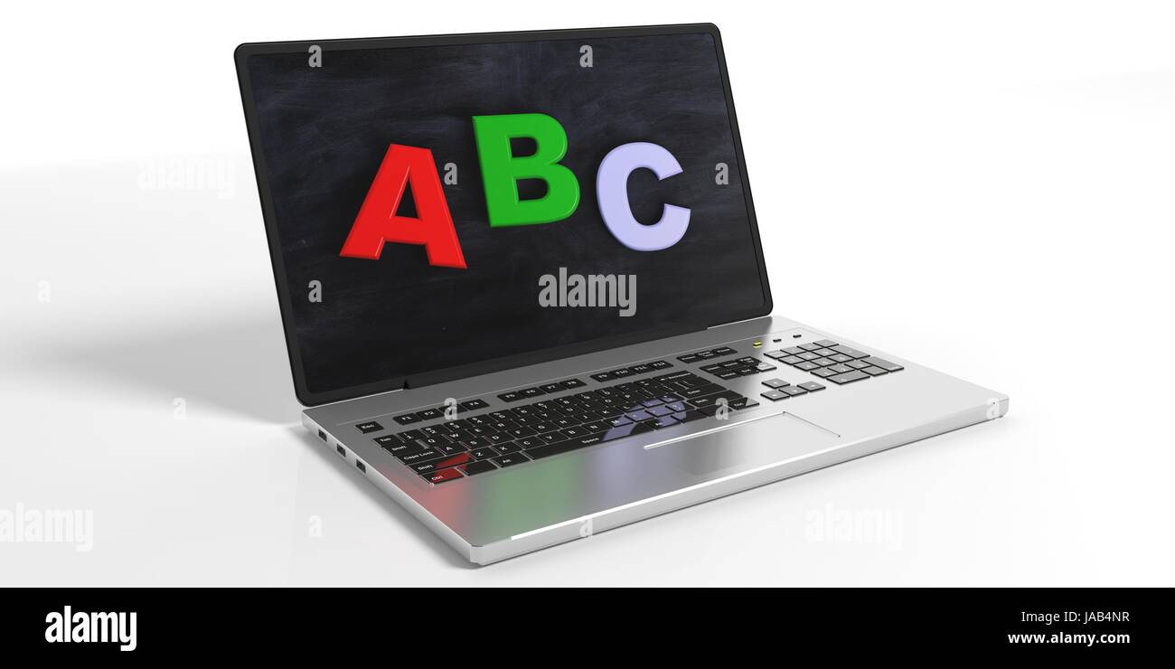 Abc Computer Image Hd Laptop on white background - abc on the screen. 3d illustration Stock ...