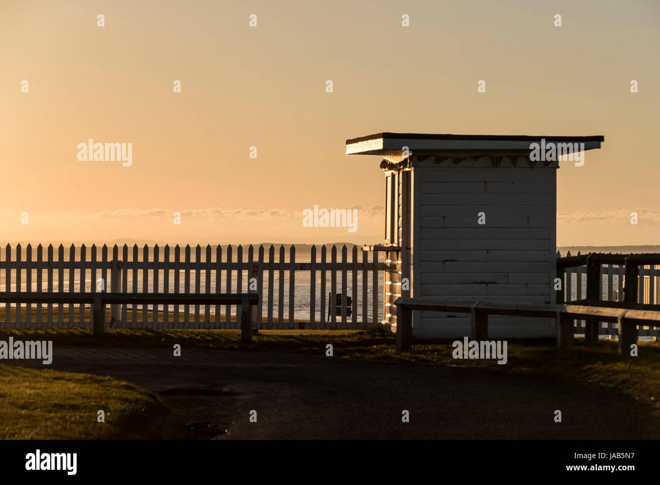 Starters hut, Bamburgh golf course, Bamburgh beach, Northumberland, UK