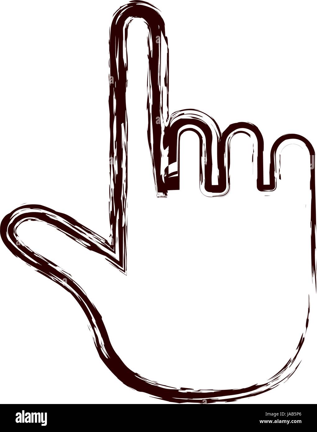 blurred thick contour hand pointing to front icon Stock Vector Image ...