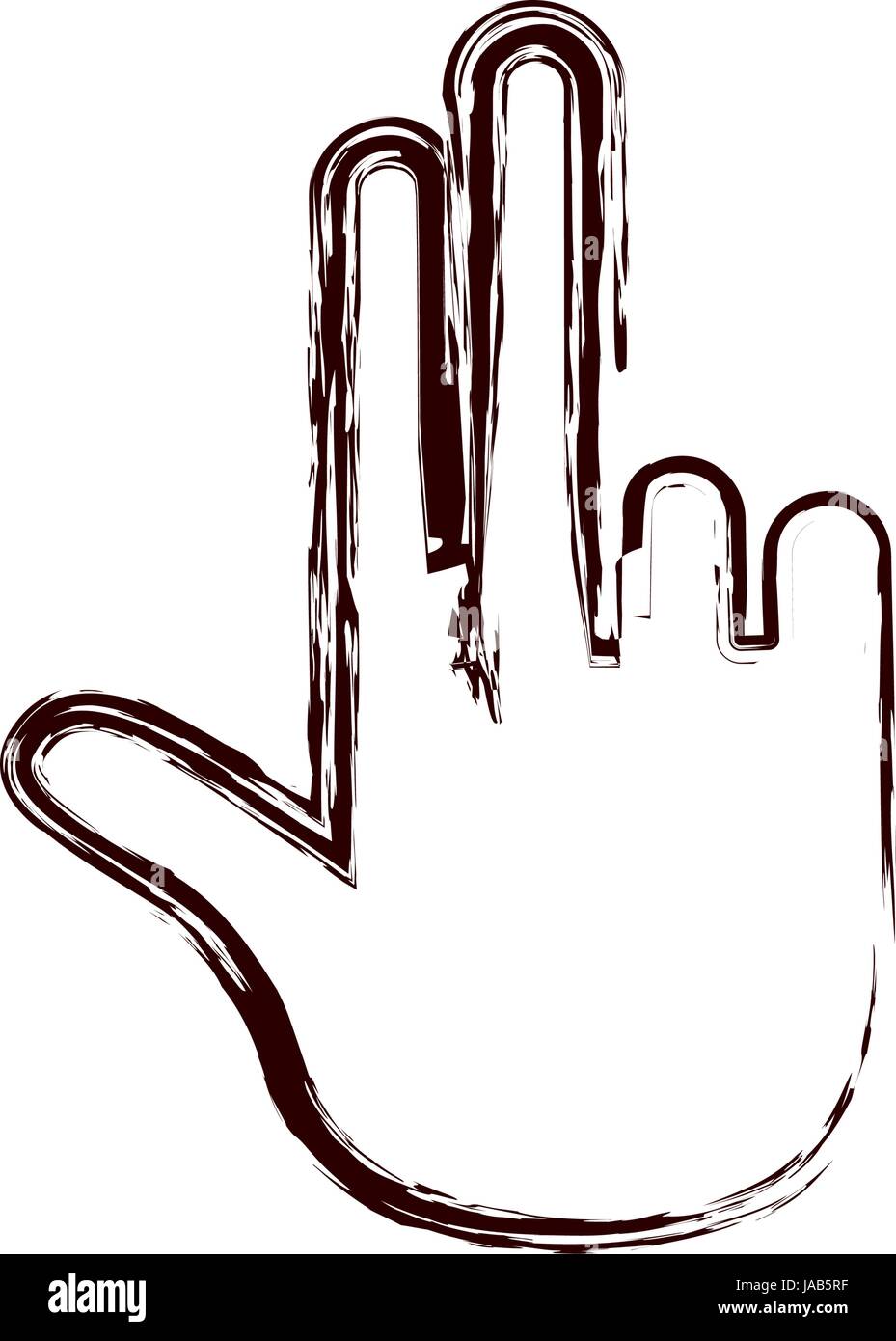 blurred thick contour hand showing two fingers icon Stock Vector Image ...