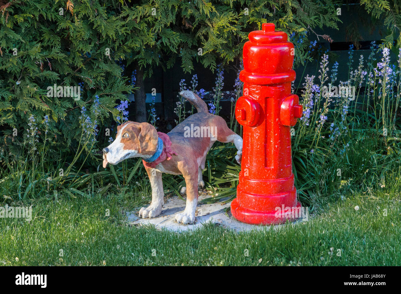 art installation of dog peeing on fire hydrant, Victoria, Vancouver