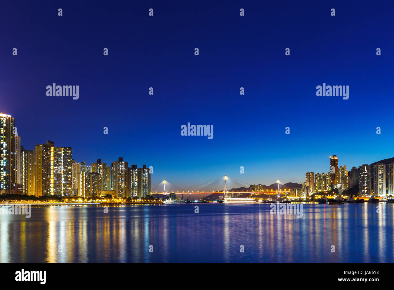 Residential building in Hong Kong at night Stock Photo - Alamy