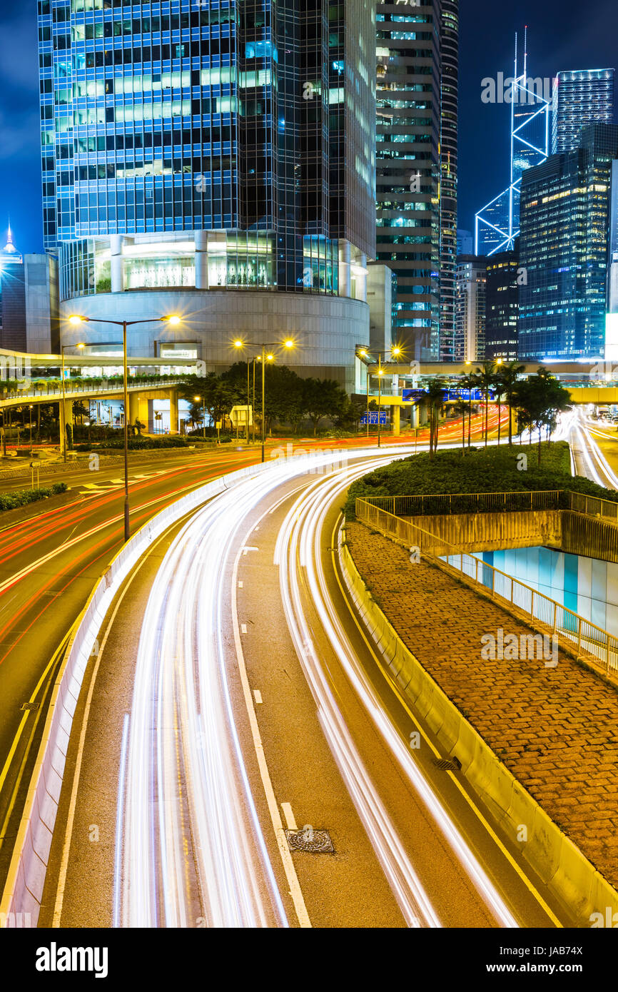 Hong Kong city busy traffic at night Stock Photo - Alamy