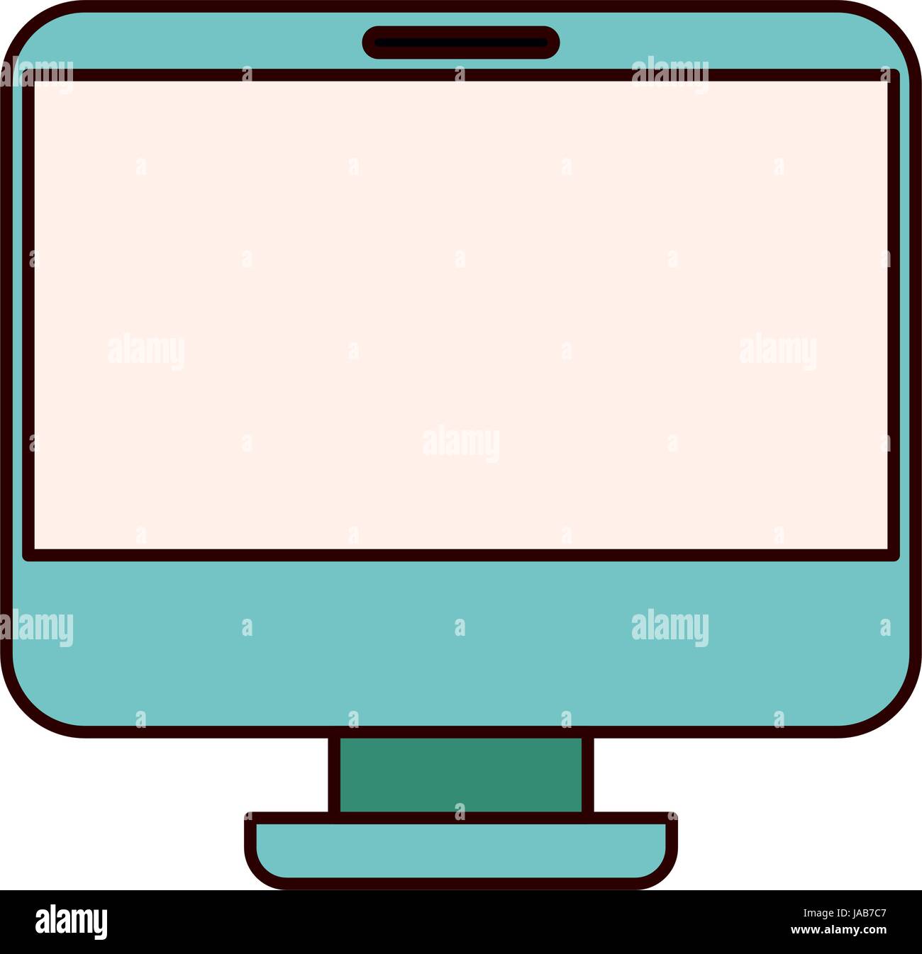 color sketch silhouette modern flat computer screen Stock Vector Image ...