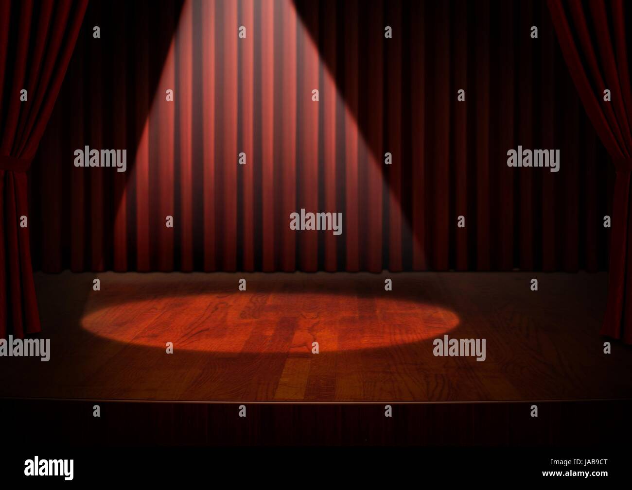 Empty Stage with Spotlight and Red Curtains Stock Photo - Alamy