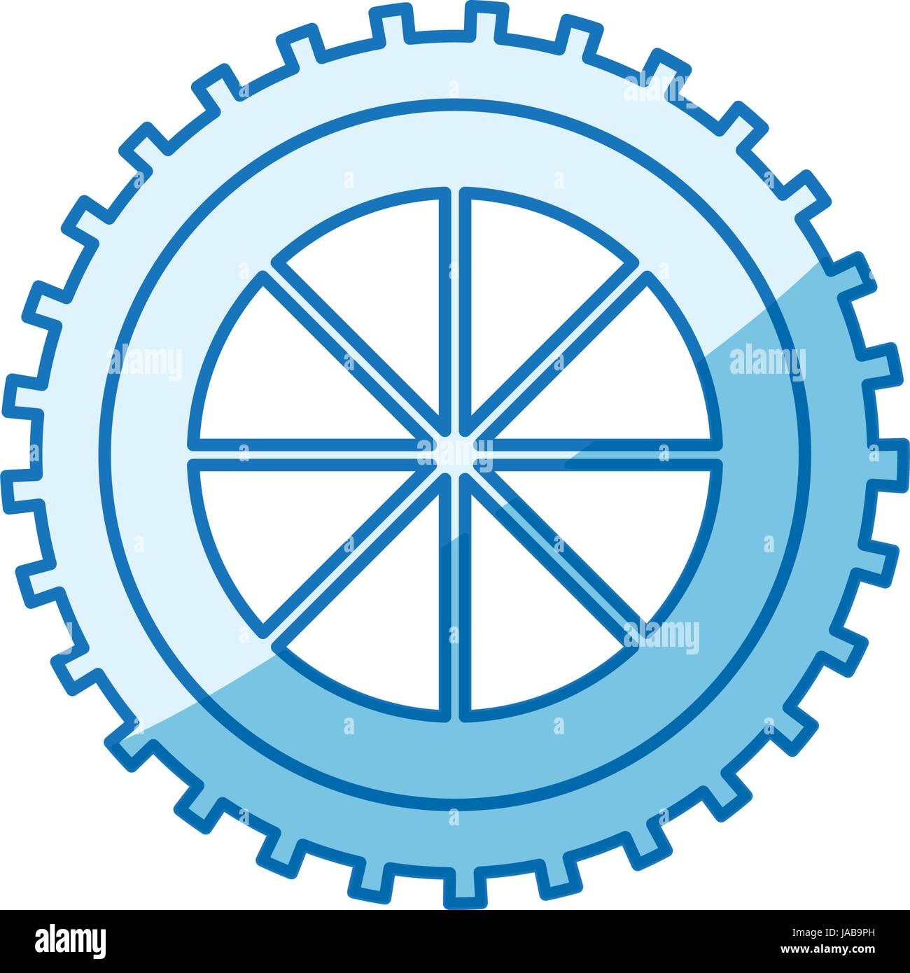 blue color shading silhouette gear wheel component icon Stock Vector ...