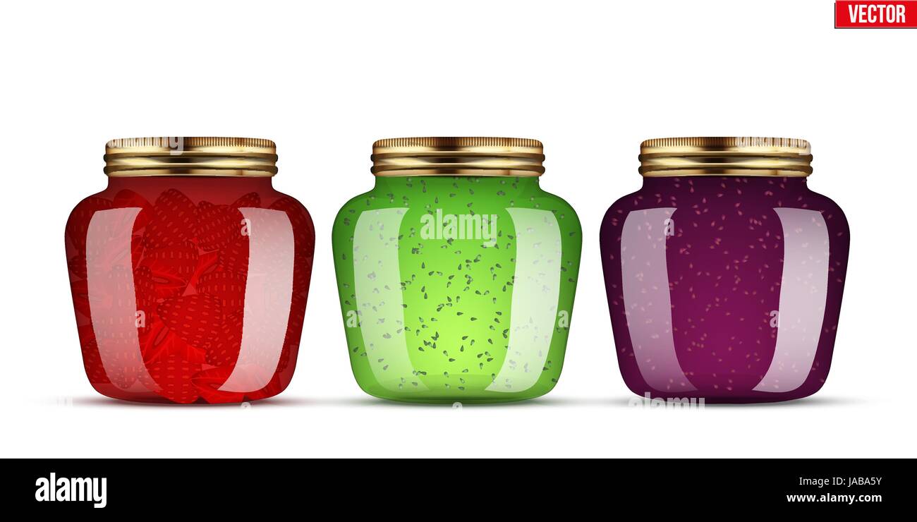 Set of Glass Jars with jam Stock Vector Image & Art Alamy