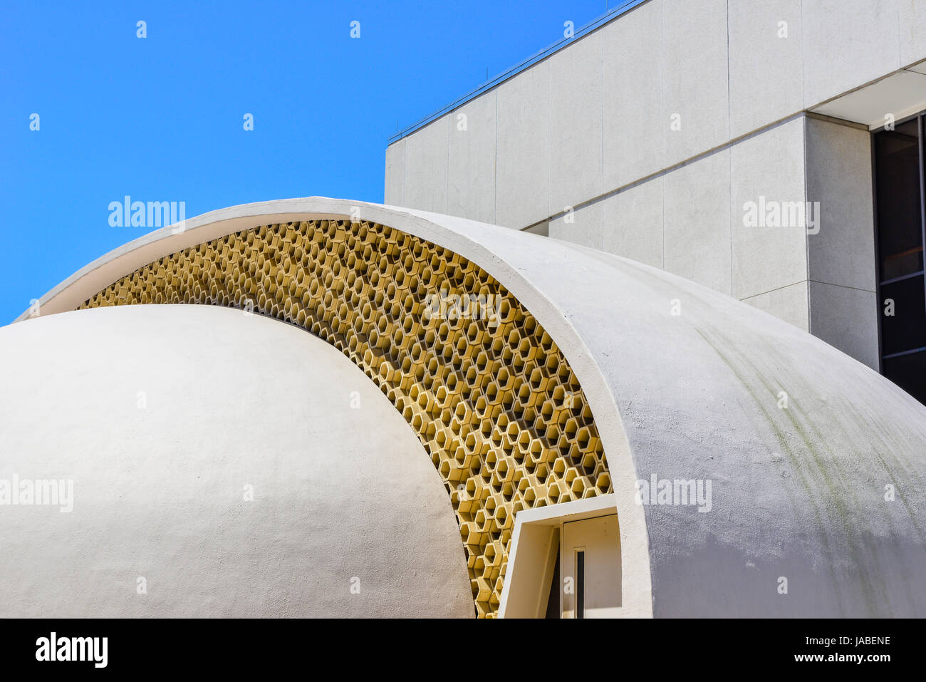 A modern and organic abstraction in architecture, the John E. Germany Public Library building, the 'hive', in downtown Tampa, FL Stock Photo