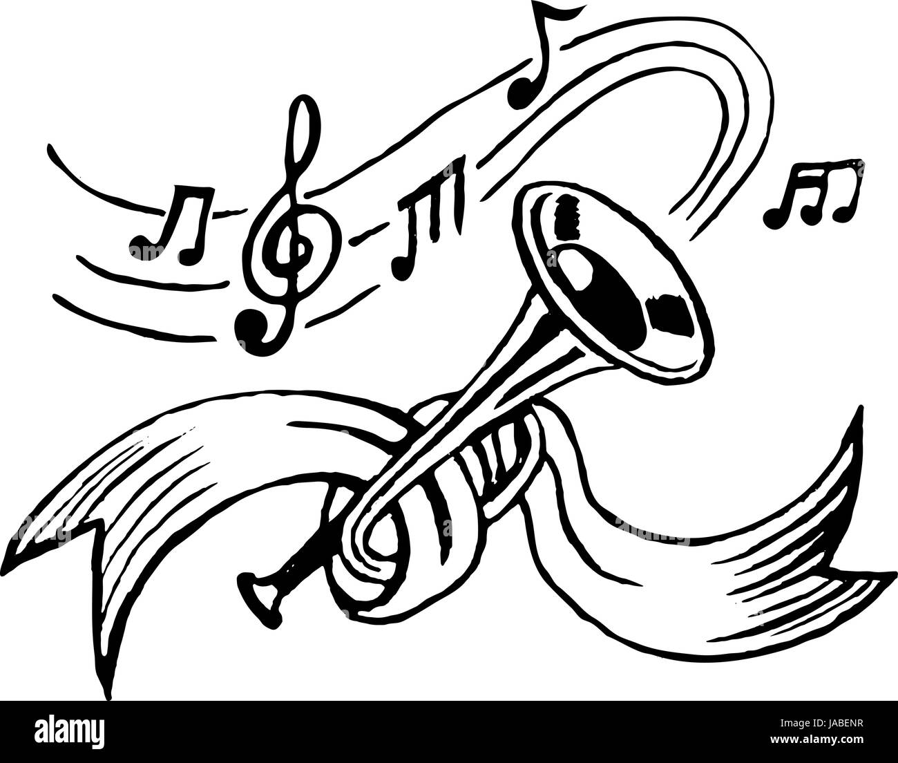trumpet and notes Stock Vector