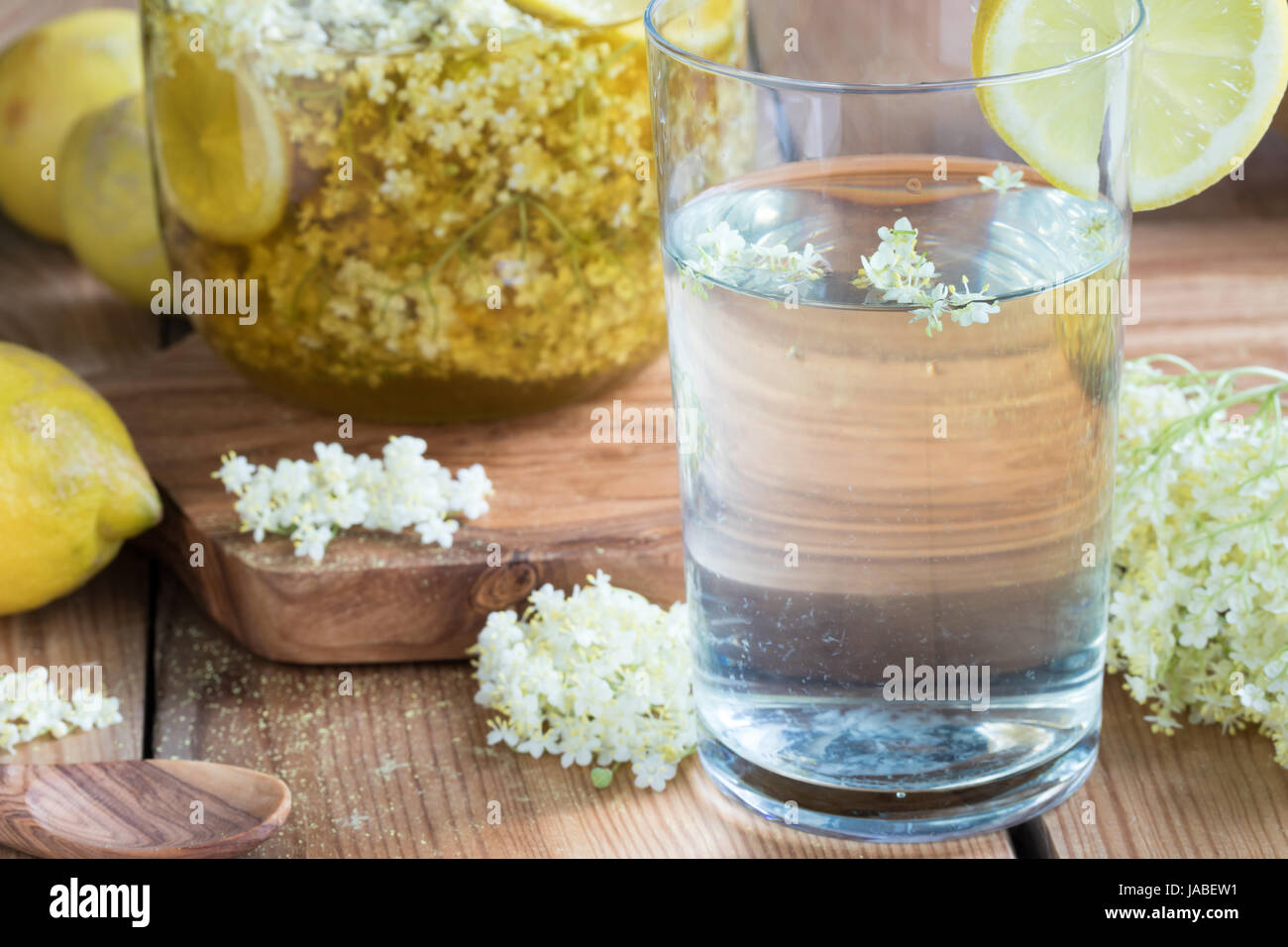 Lemonade Made From Homemade Elder Flower Syrup Stock Photo Alamy