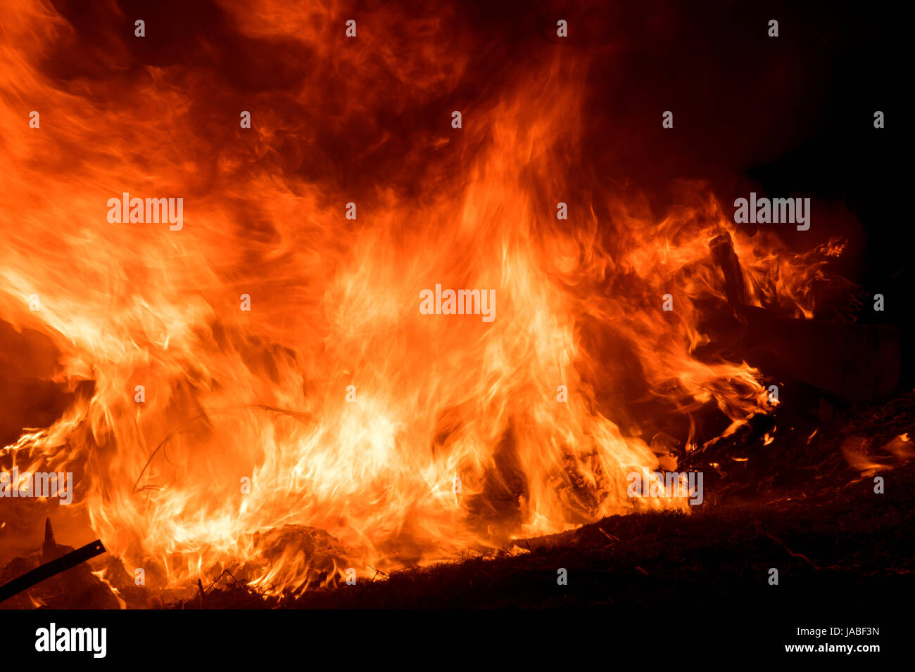 Flames on a bonfire. Stock Photo