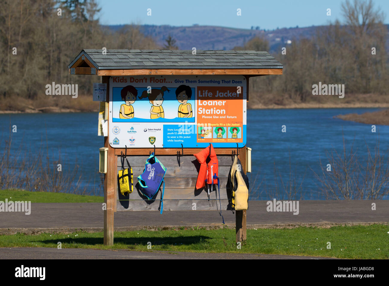 Life preservers, Riverview Park, Independence, Oregon Stock Photo