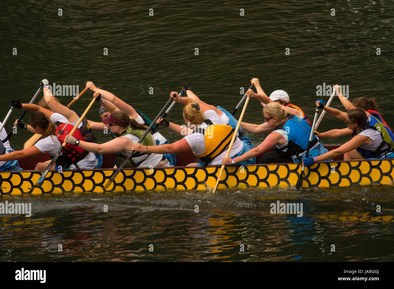 Dragon boat on Willamette River, World Beat Festival, Riverfront Park