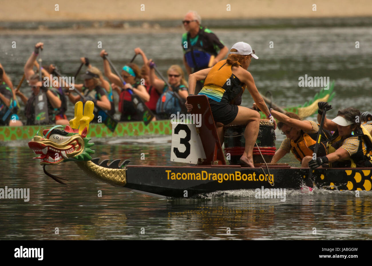 Dragon boat on Willamette River, World Beat Festival, Riverfront Park
