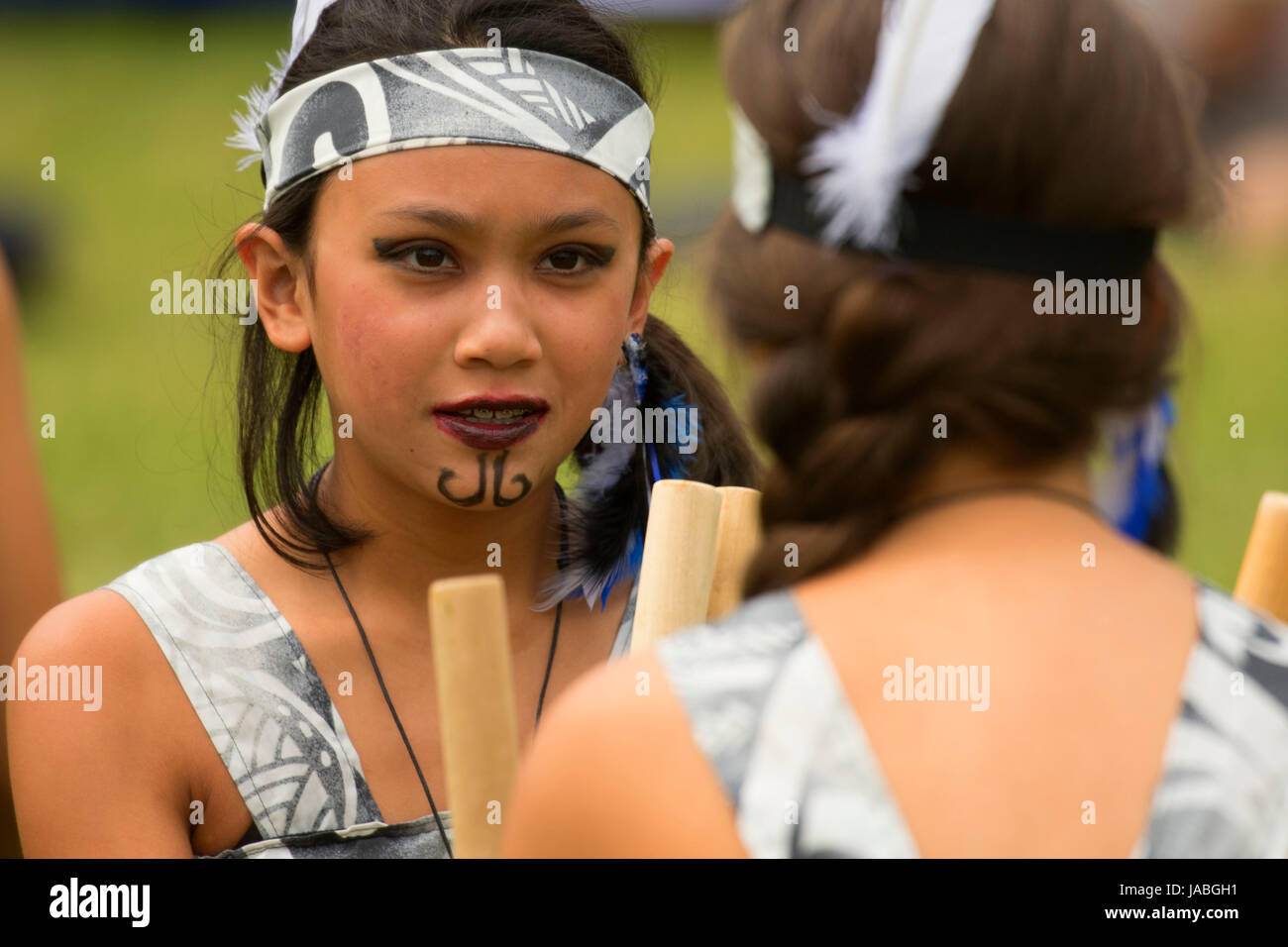 Maori dance, World Beat Festival, Riverfront Park, Salem, Oregon Stock Photo