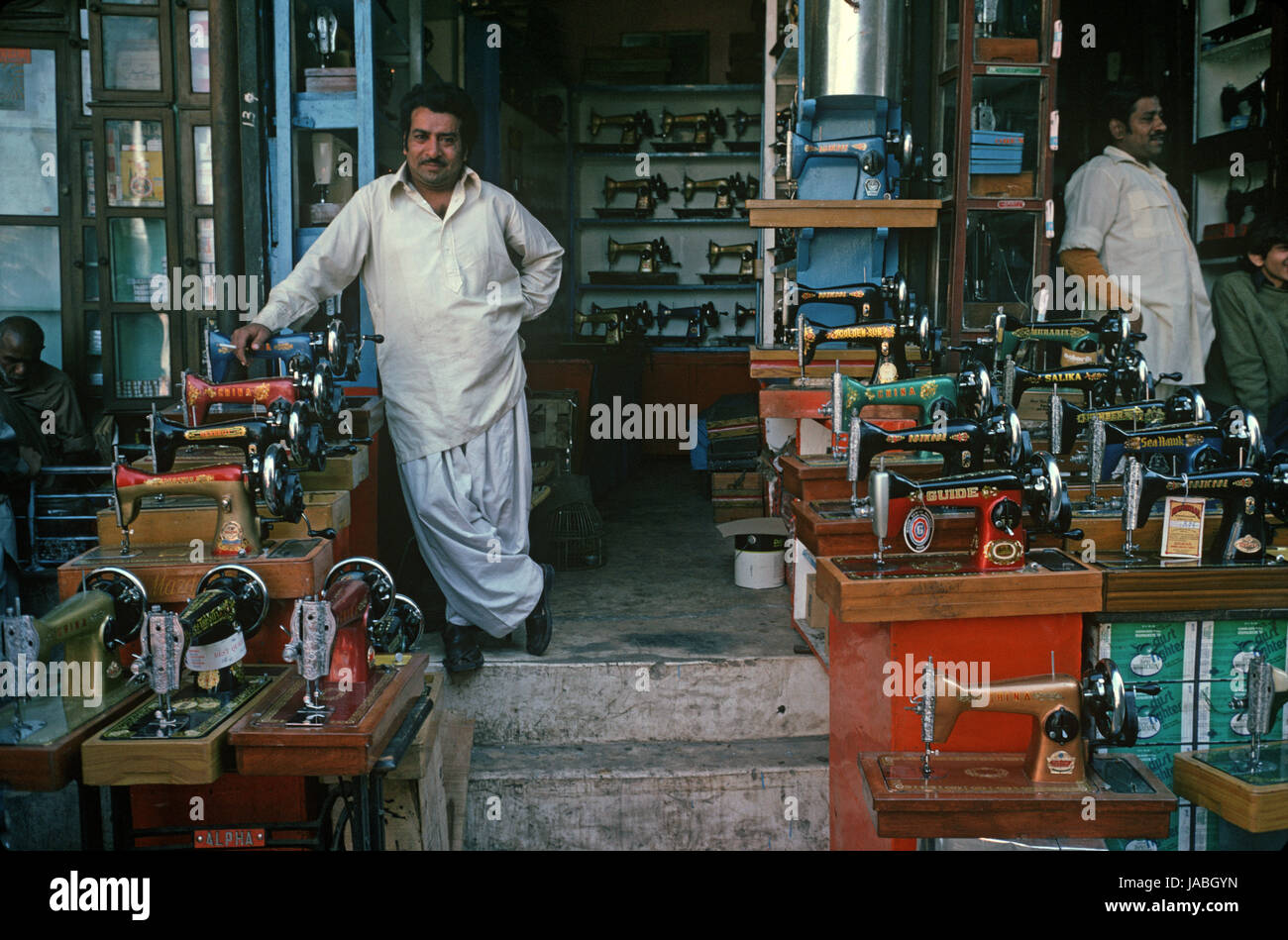 Sewing machine vendor, Rawalpindi, Punjab Province, Pakistan Stock