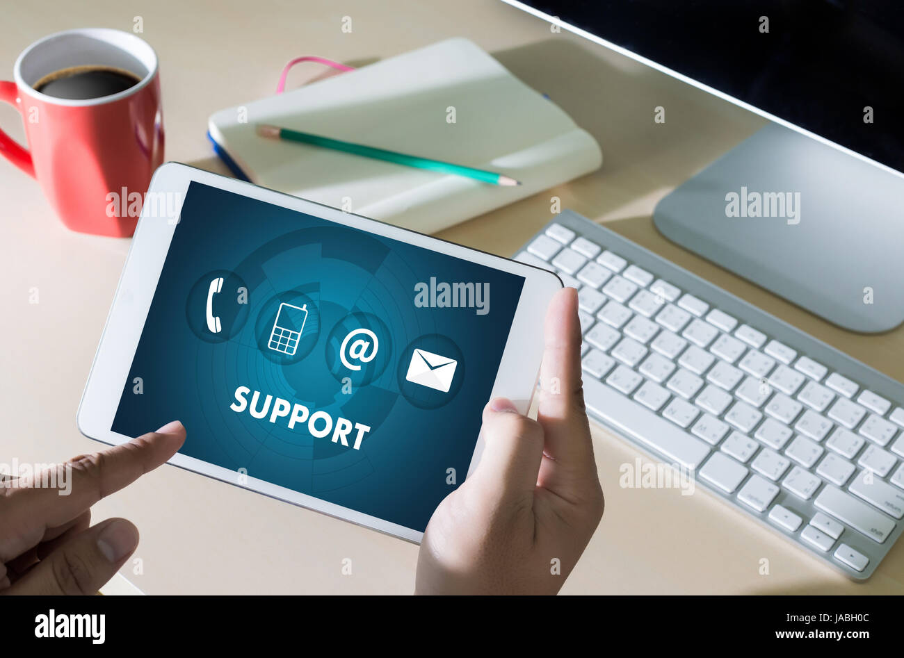 SUPPORT technology and  internet and networking businessman team Group concept Stock Photo