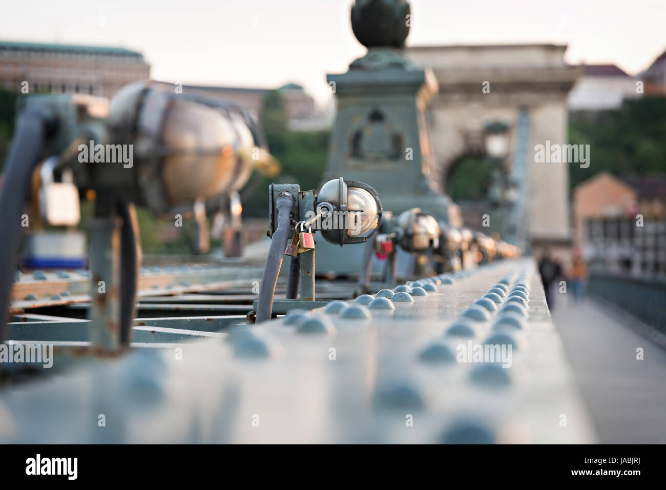 padlocks on chain bridge in Budapest Stock Photo Alamy