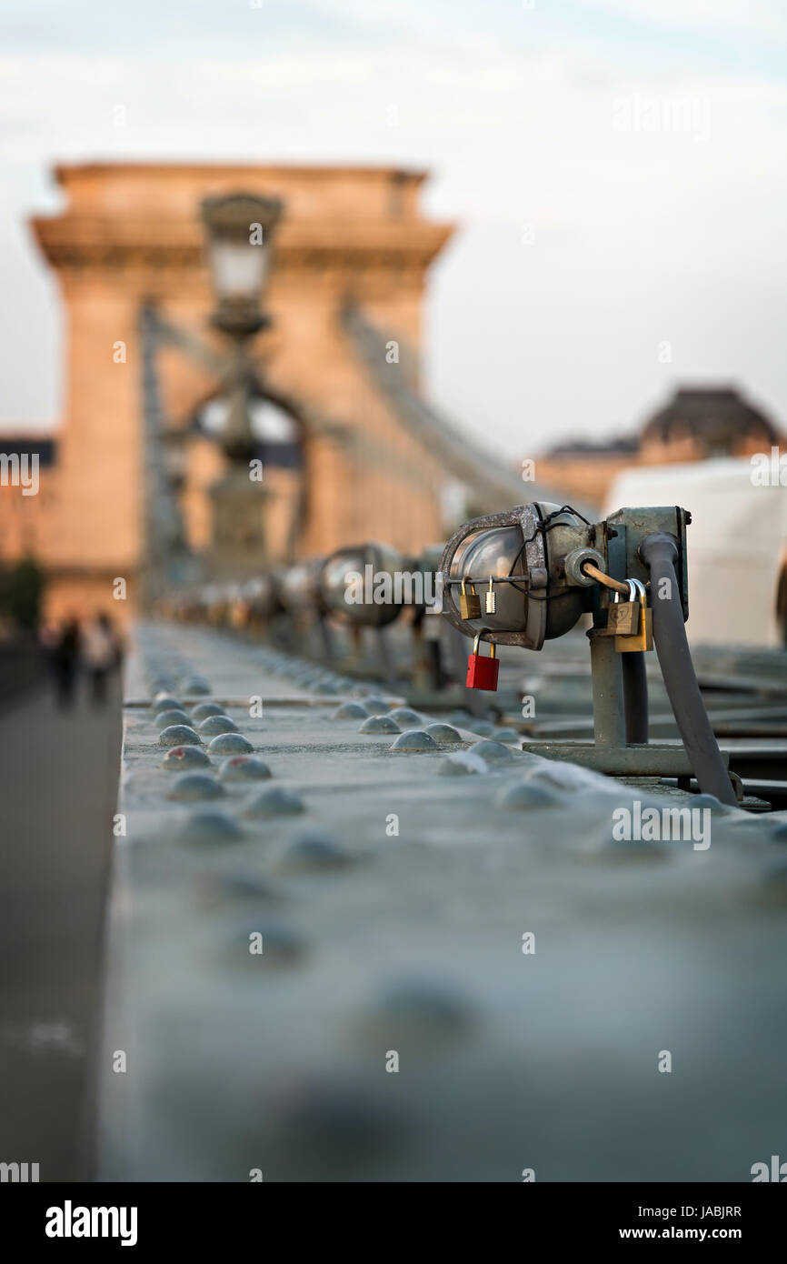 padlocks on chain bridge in Budapest Stock Photo Alamy