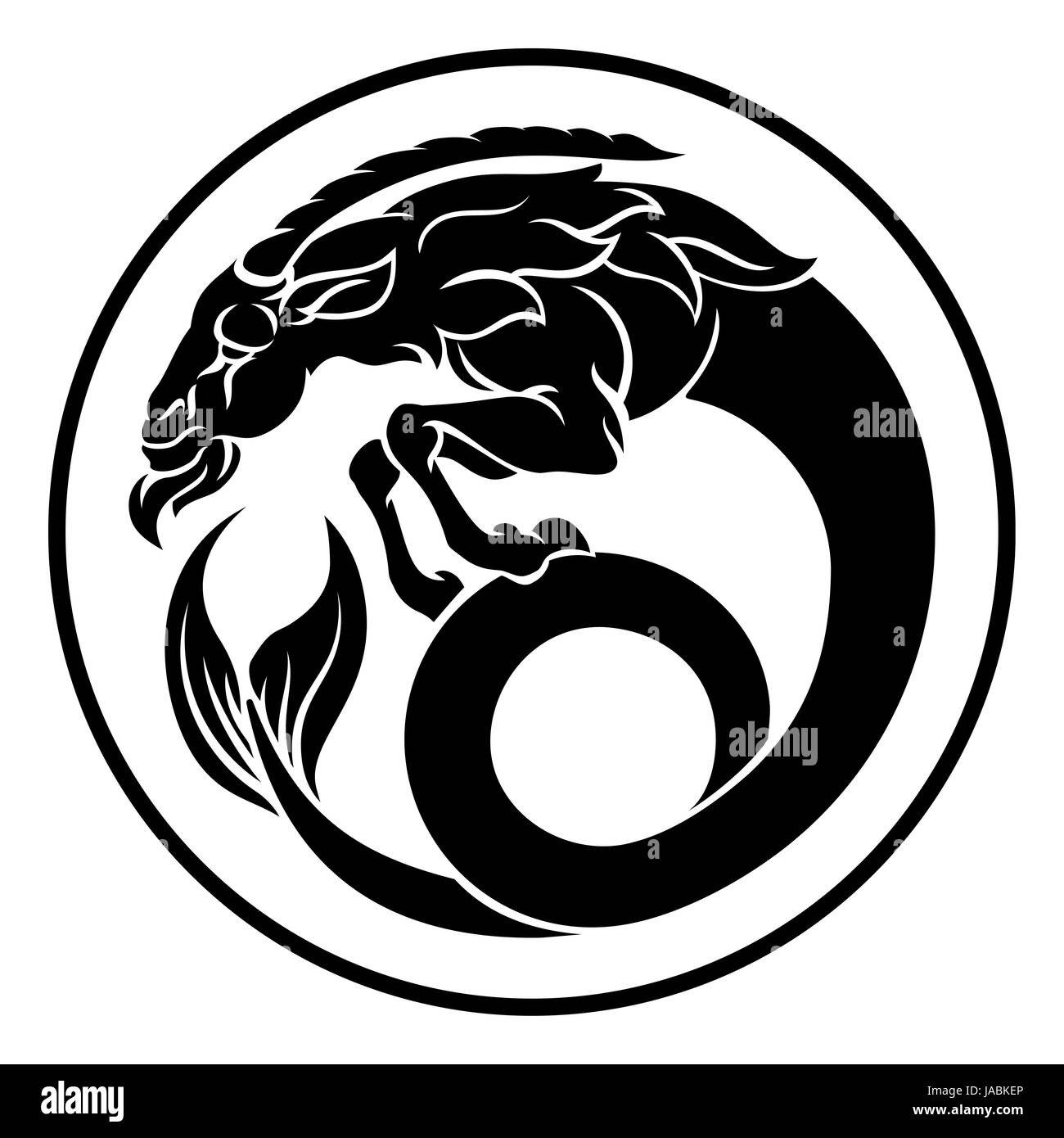 Circle Capricorn Sea Goat horoscope astrology zodiac sign icon Stock Photo