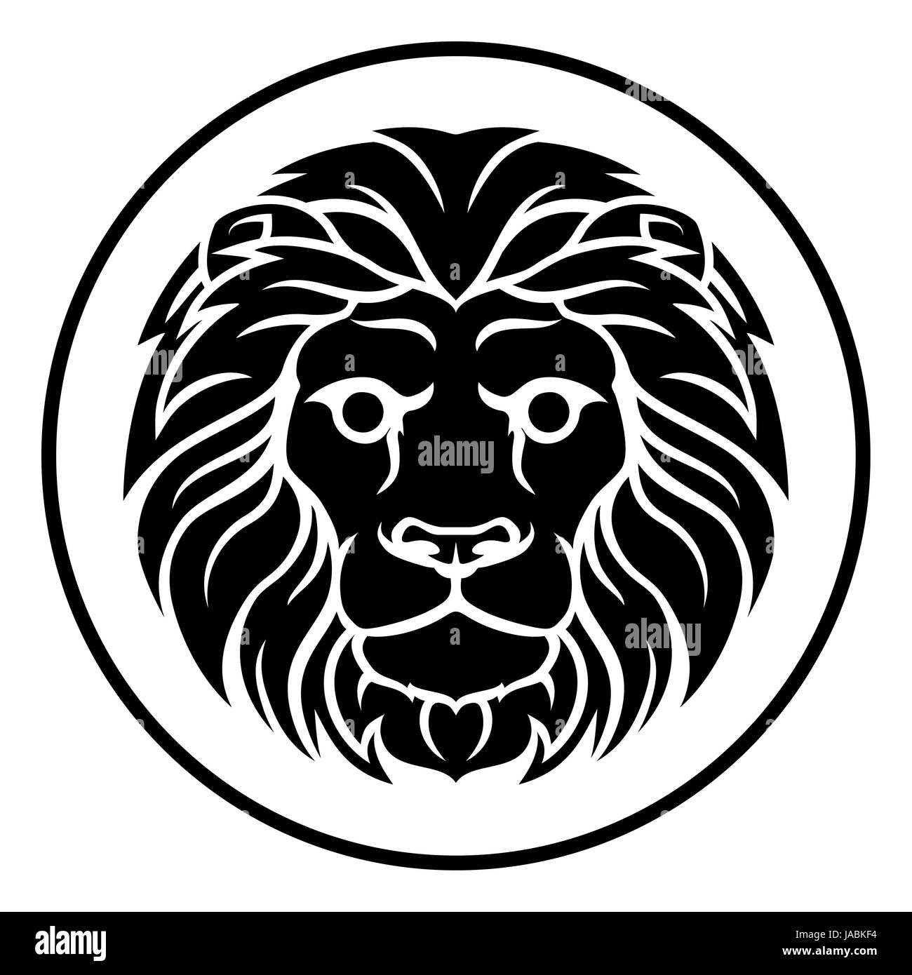 Circle Leo lion horoscope astrology zodiac sign icon Stock Photo