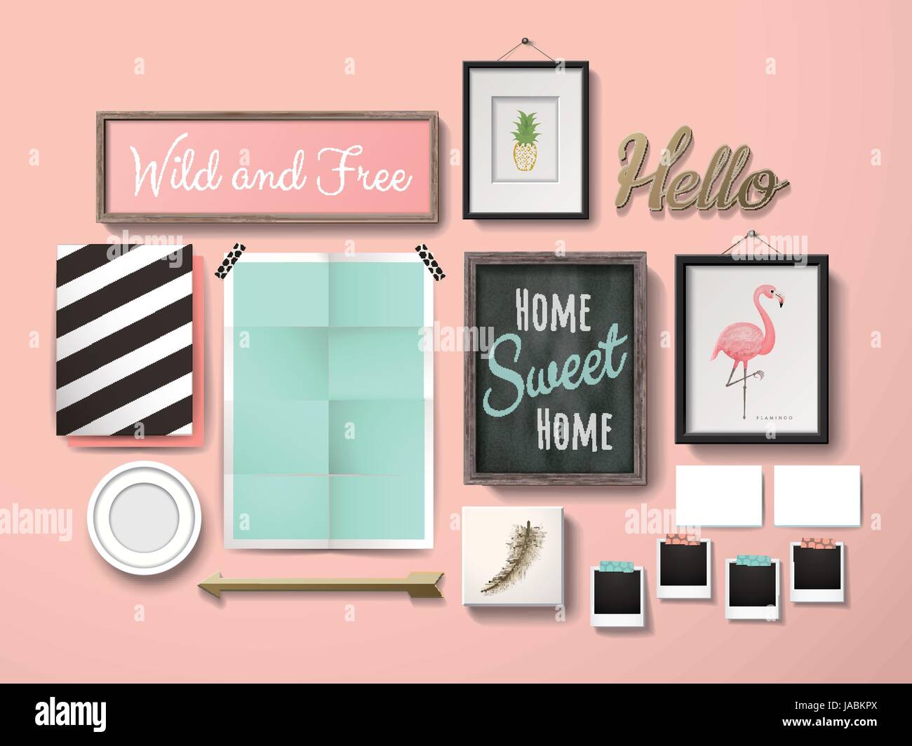 Retro photo frame stick on the modern wall Stock Vector Image & Art Alamy