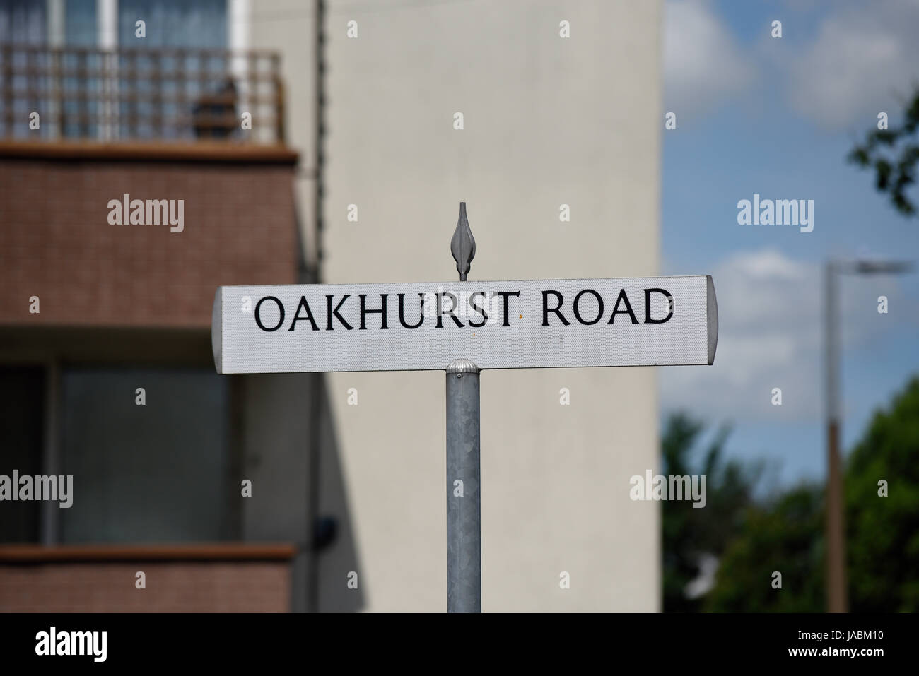 Oakhurst Road, Southend on Sea, Essex. Road sign with space for copy