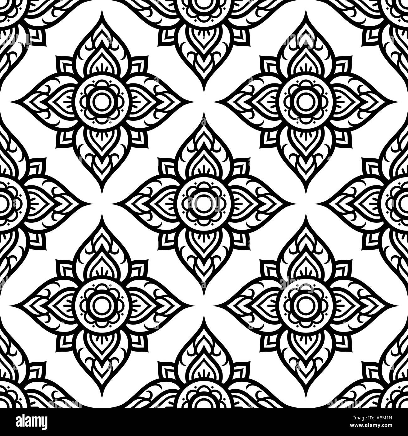 Floral seamless pattern inspired by traditional art form Thailand Stock Vector