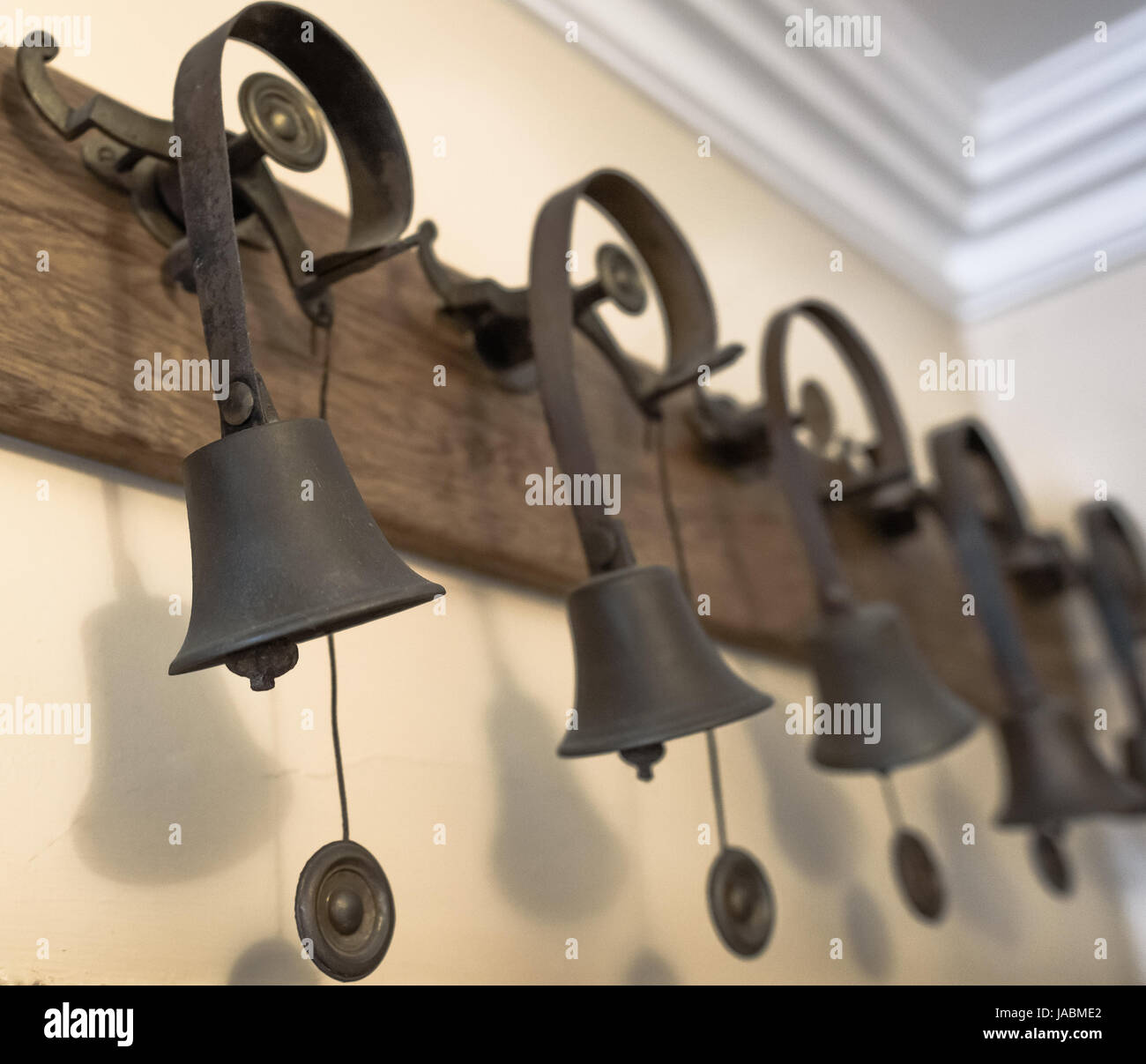 Servant's bells in a large old house. Stock Photo