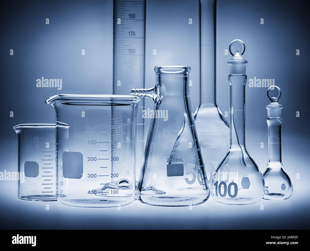 Glassware and beakers used in biology labs Stock Photo Alamy