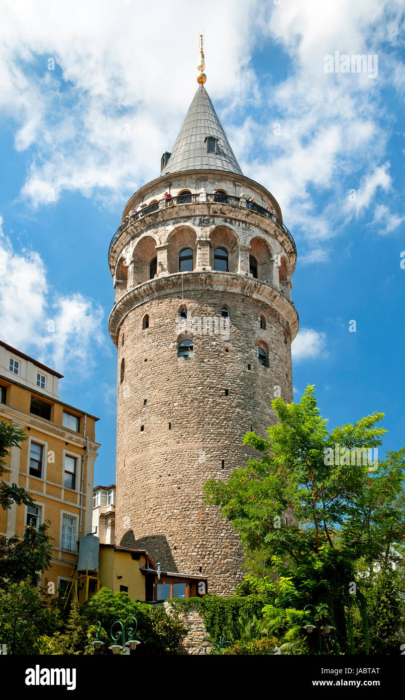 galata tower elandmark xterior in istanbul turkey Stock Photo