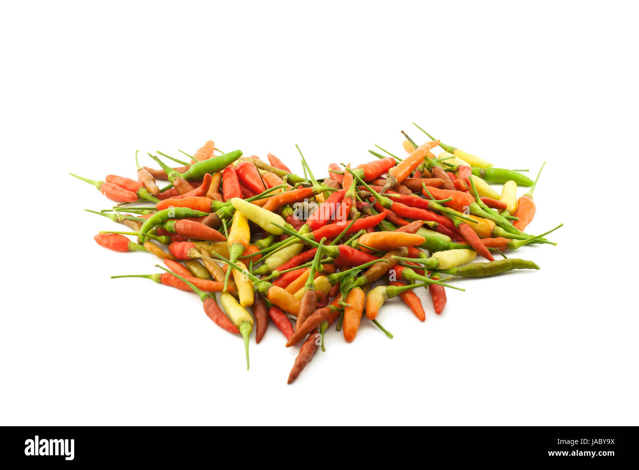 Red, yellow, and green pepper on white background Stock Photo - Alamy