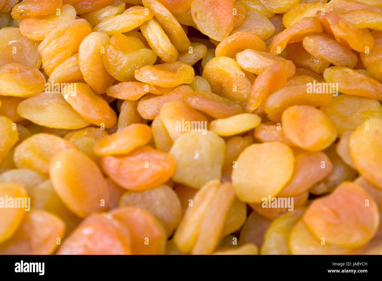 full frame detail of some dried apricot fruits Stock Photo