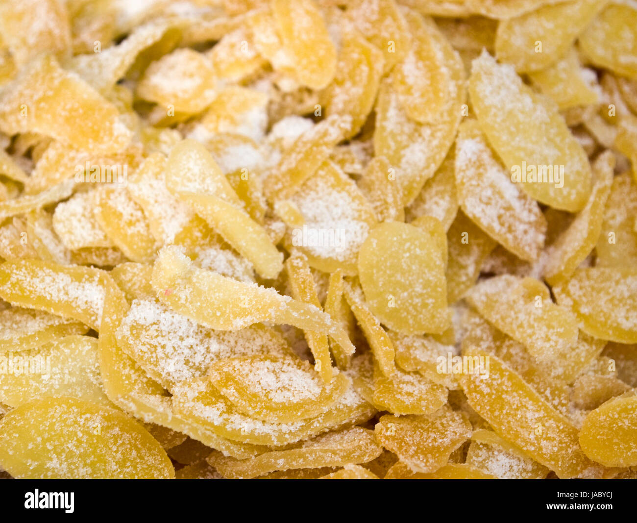 full frame detail of some dried and sugared fruits Stock Photo