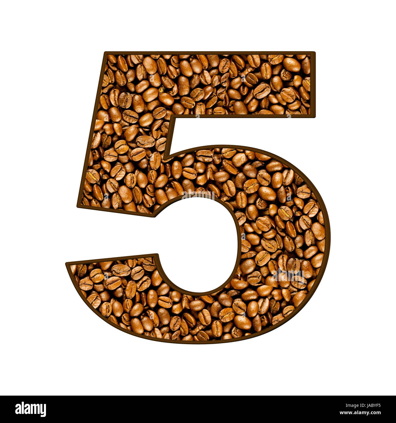 number from coffee beans on white. 5 Stock Photo Alamy