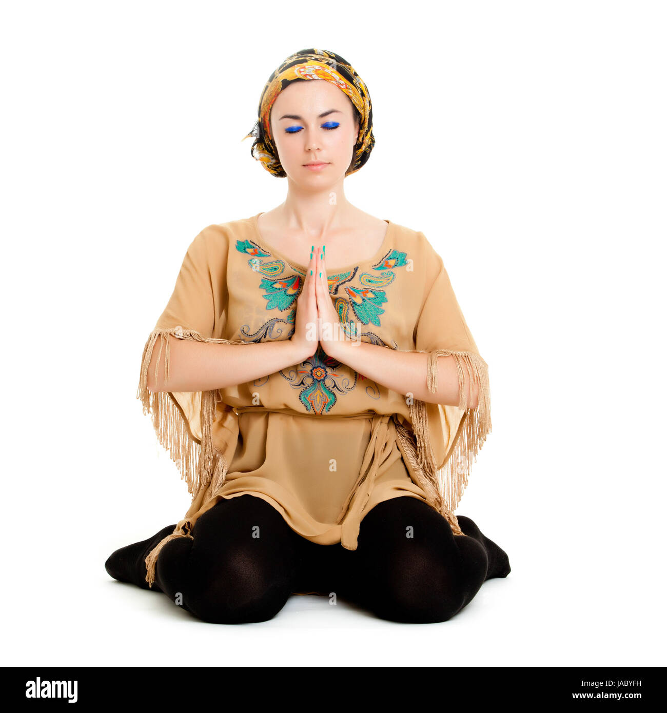 woman doing yoga. isolated on white background Stock Photo - Alamy