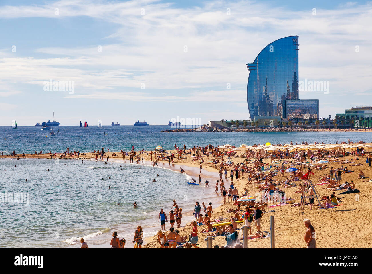 Barcelona Spain September 29 Barceloneta Beach And Hotel