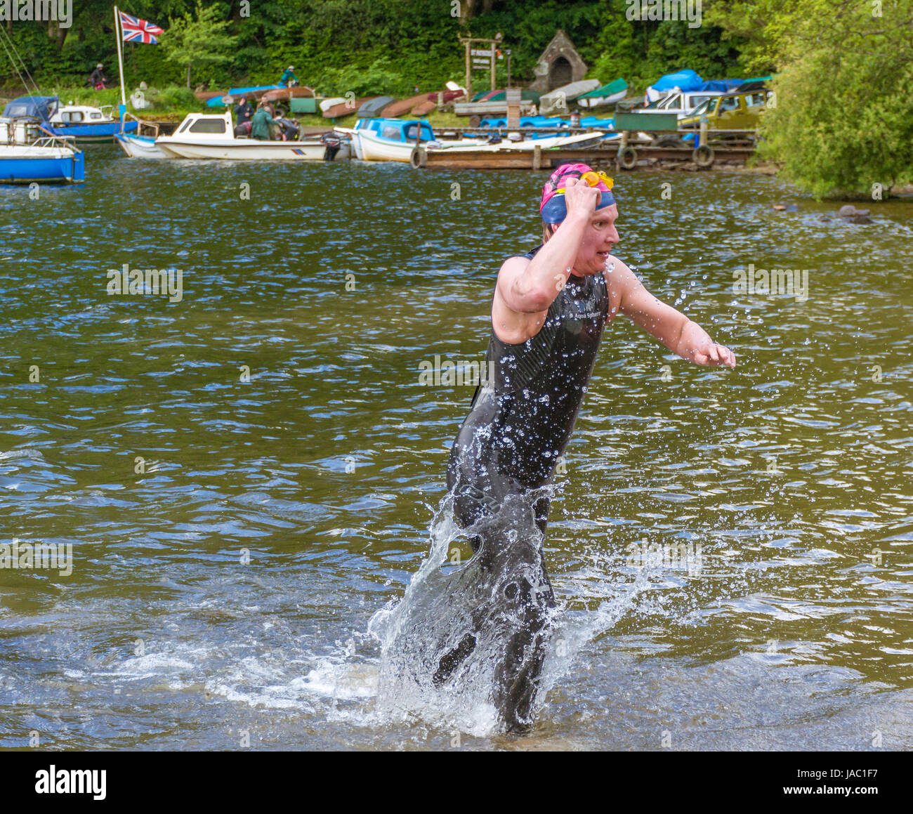 Swimmer heads for the finishing line at the Ullswater EPIC open water