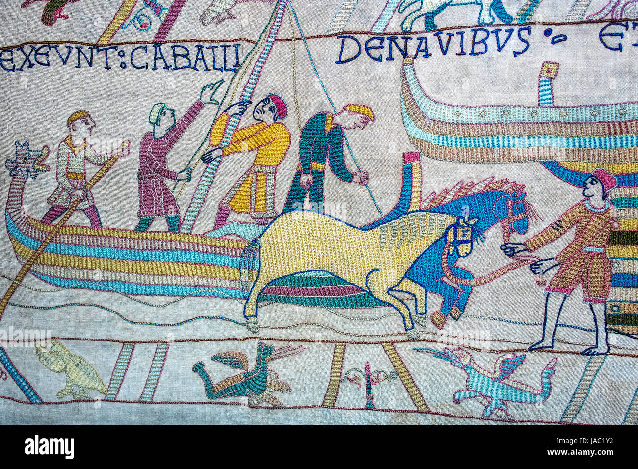 The battle Of hastings Bayeux Tapestry Stock Photo Alamy