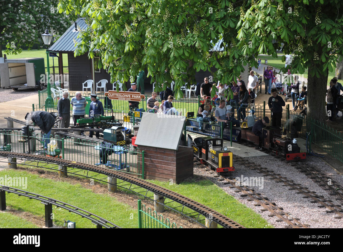 Miniature steam railway, Cutteslowe Park, Oxford Stock Photo