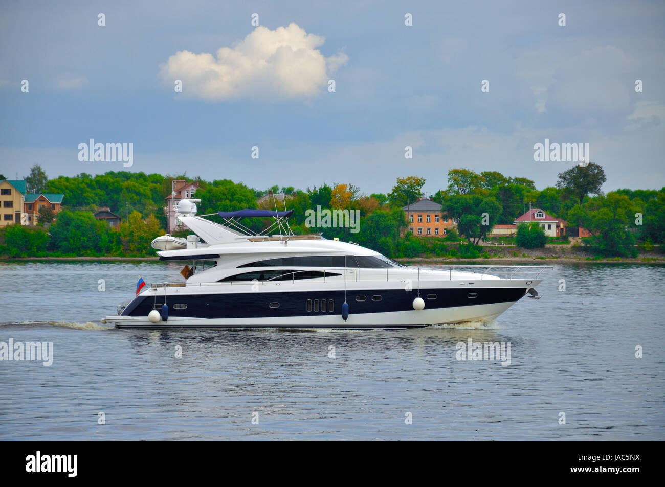 Yacht in Volga river, Yaroslavl, Russia Stock Photo