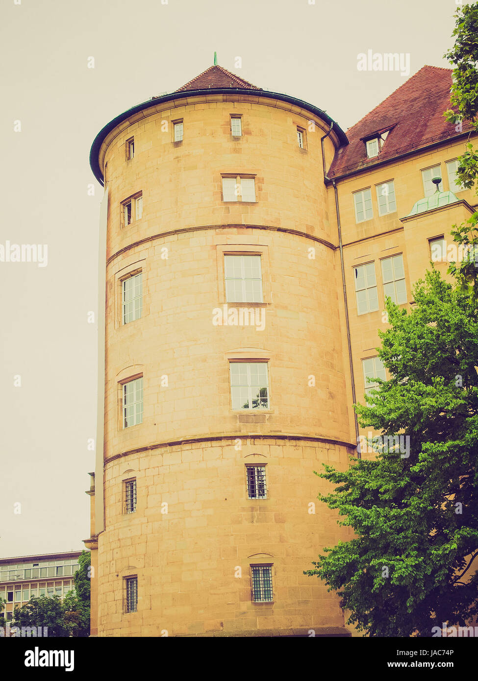 Vintage looking Altes Schloss (Old Castle) in Stuttgart, Germany Stock ...