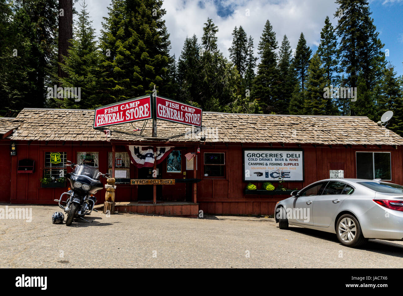 Fish Camp Store on Highway 41 a convenient stop for groceries on the way to Yosemite. Stock Photo