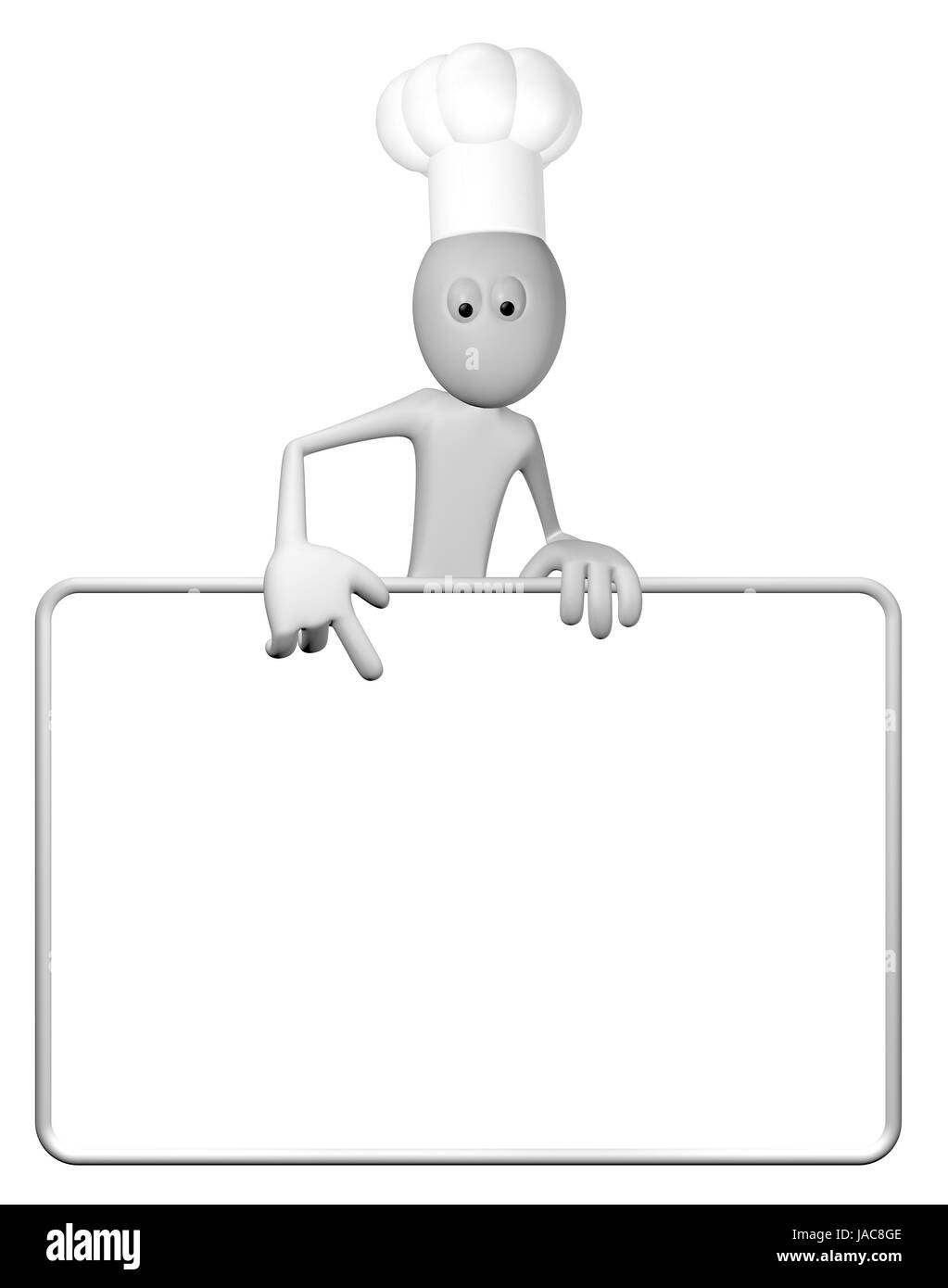 cartoonfigur mit kochmütze und leere weiße tafel - 3d illustration Stock  Photo - Alamy