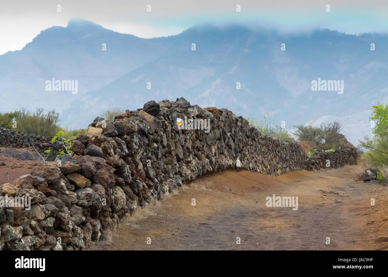 Dry stone wall in Tenerife Stock Photo